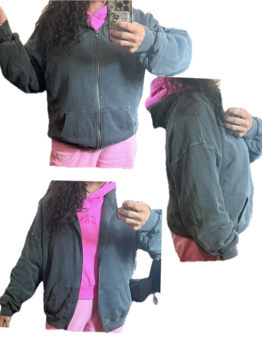 Joah Brown EUC Oversized Zip Hoodie in Vintage Washed Black - Picture 12 of 12